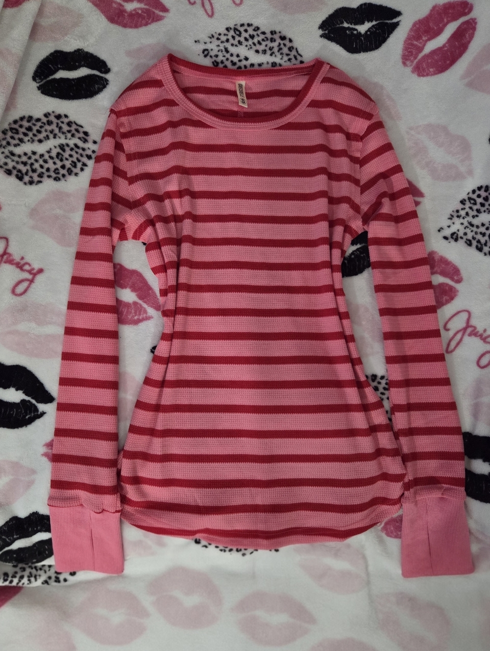 Pink Striped Long Sleeve Top